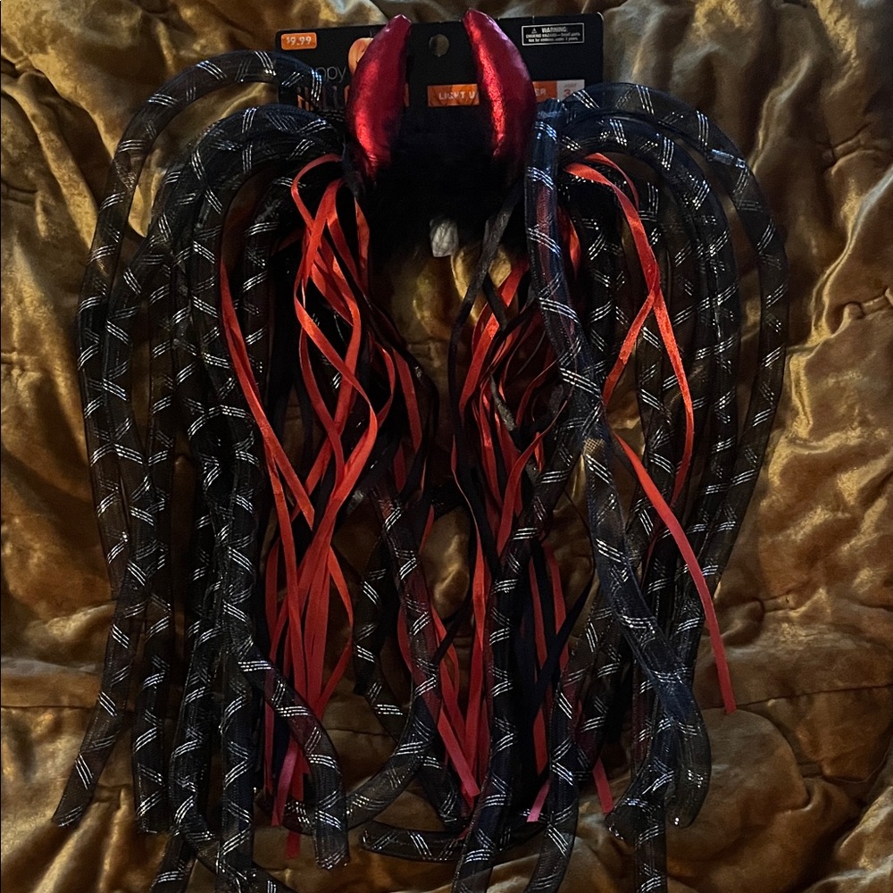 Red and Black Halloween Devil Horn Light Up Headband